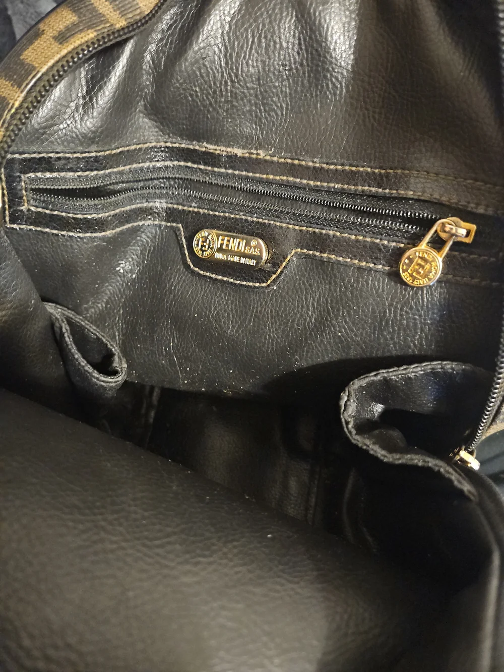 Fendi Brown and Black Logo Round Crossbody Bag